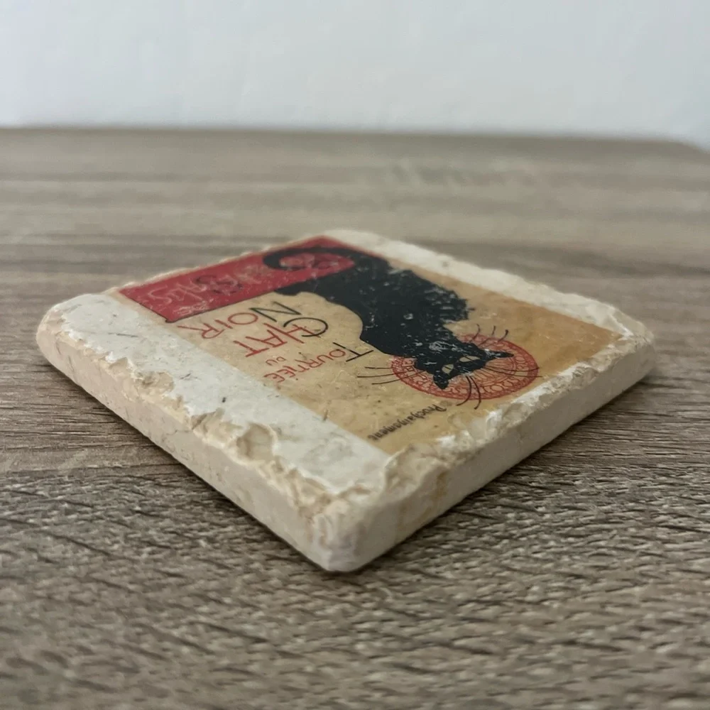 Tournée Du Chat Noir Tumbled Marble Art and Stone Coaster 3.75” 10.2oz